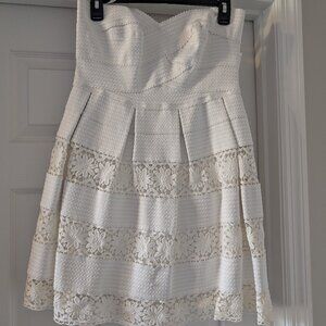 White Bandage/Lace Halter Flare Dress